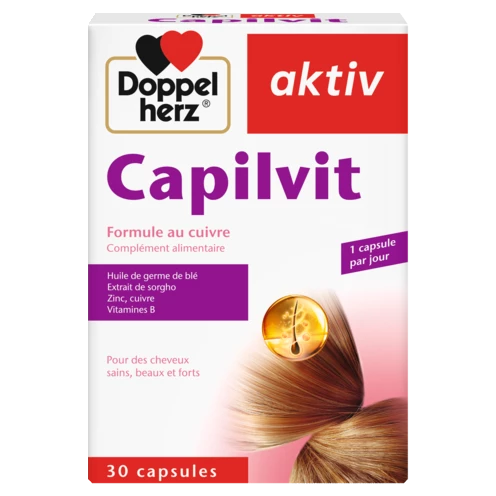 Illustration of the product packaging Doppelherz aktiv Capilvit front view